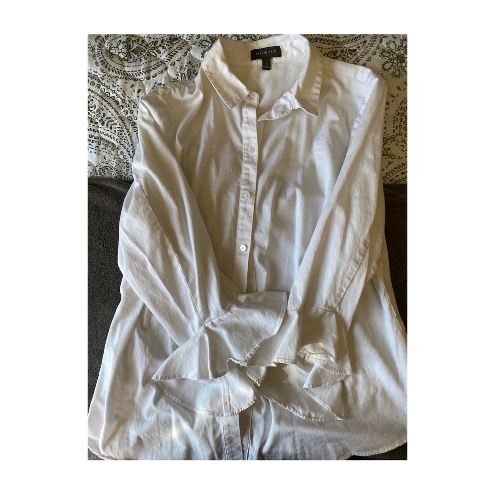 Light cream button up with ruffle/bell sleeves
